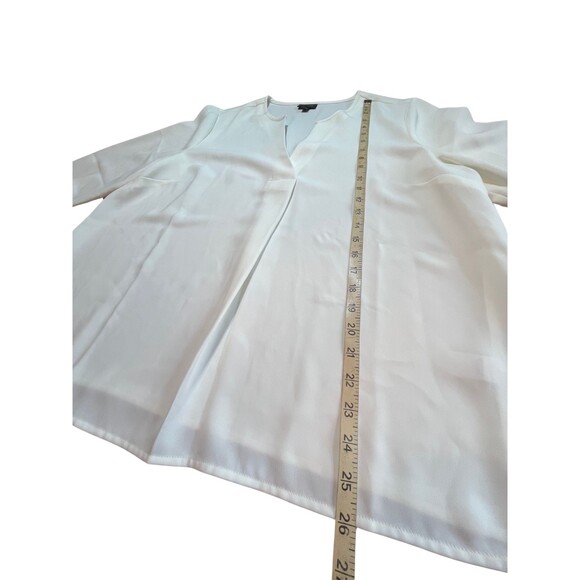 J Jill Wearever Tunic Top White V-Neck Long Sleeve Side Vents Flowy Career L - Picture 7 of 15